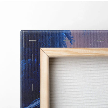 Visionary Blue Night Forest canvas in minimalist wooden frame