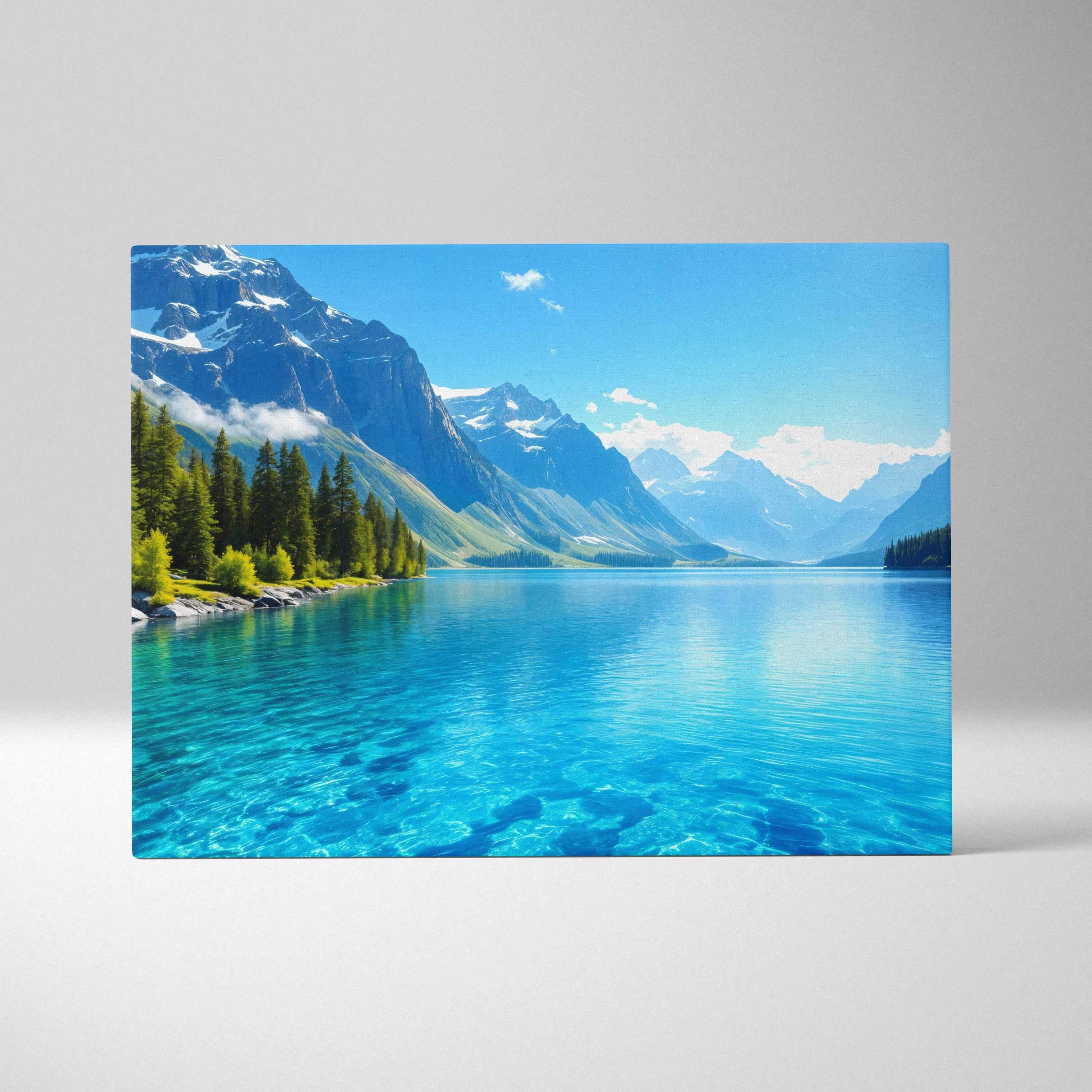 Visionary Collection turquoise alpine lake canvas print with mountains