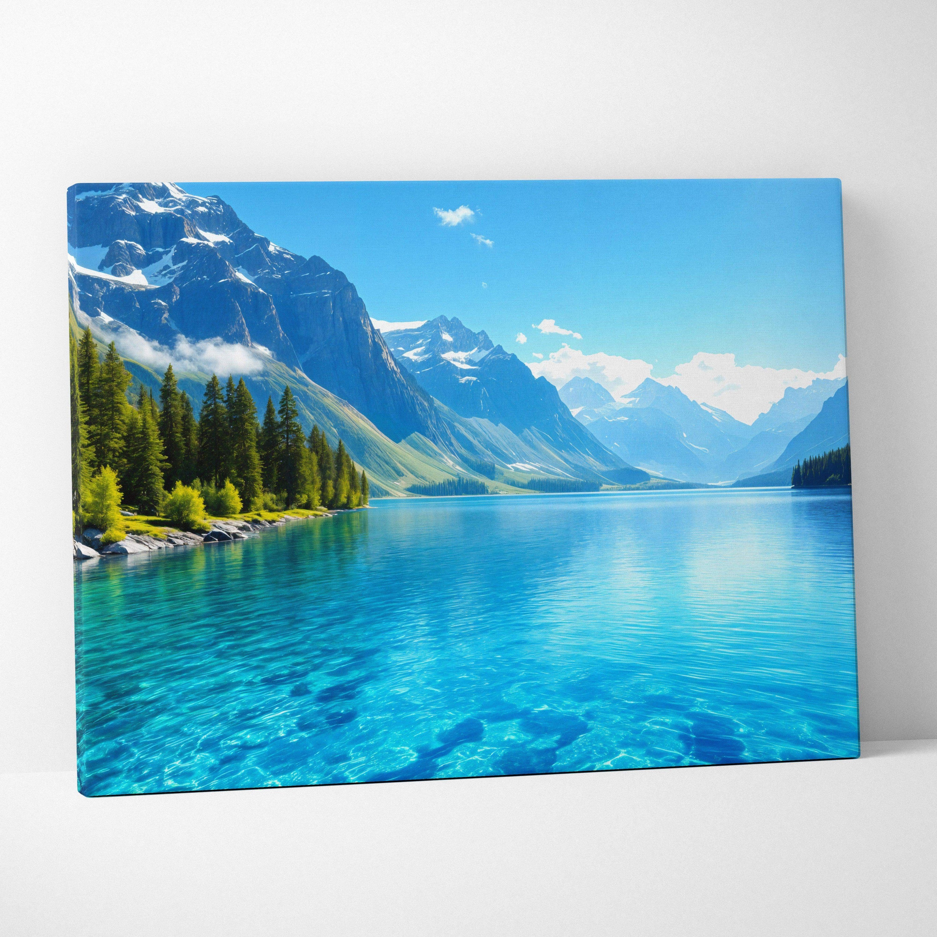 Visionary Collection Blue Mountain Lake Sapphire Blues Canvas Print