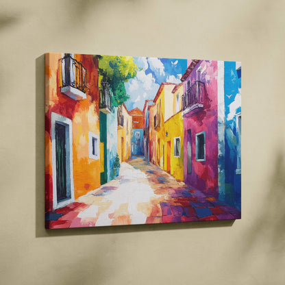 Painterly Visionary Mediterranean sunlit alleyway canvas print