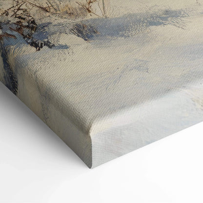 Winter cabin glow in snowy landscape canvas wall art, textured print