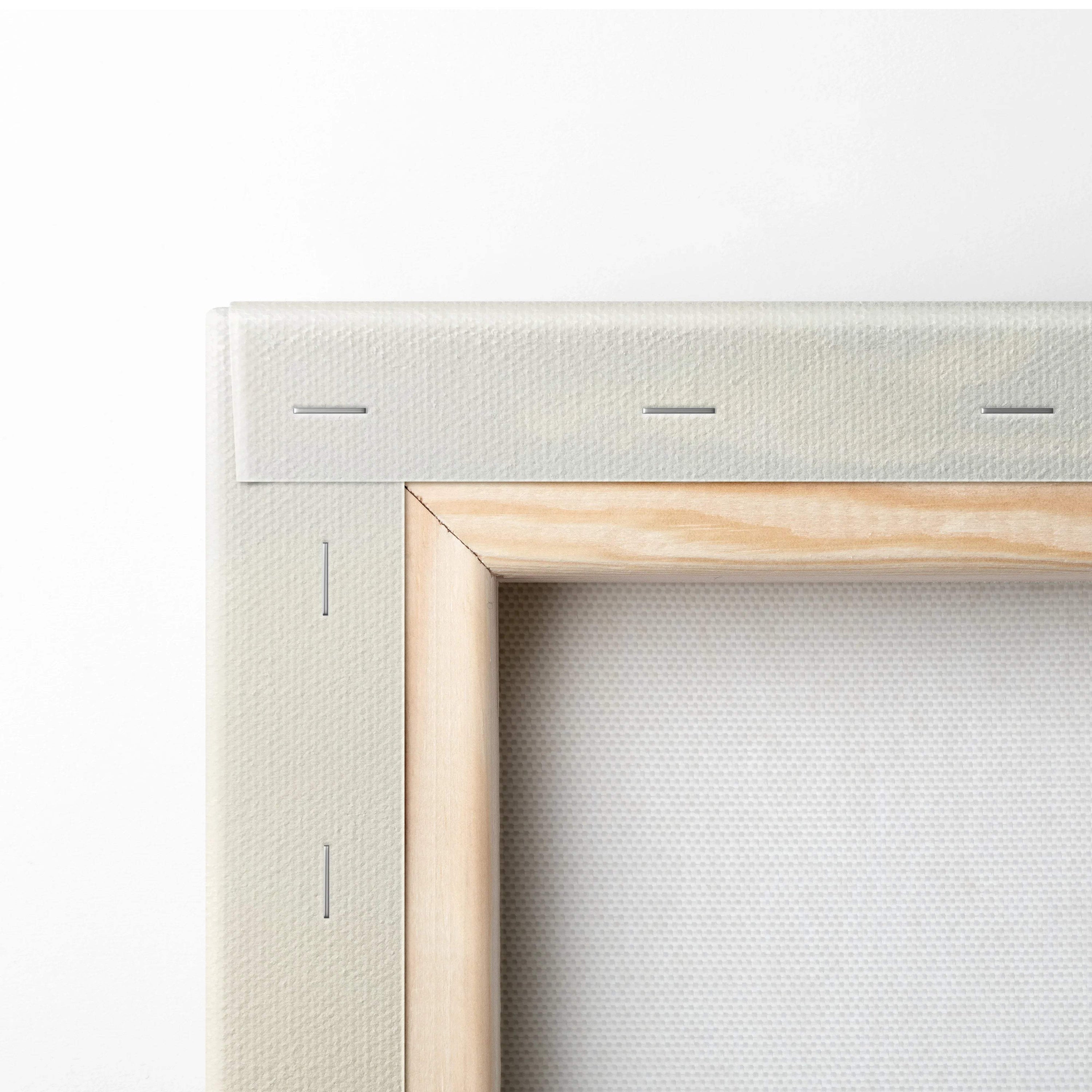 Back of light beige canvas with wood frame and stitching, Massive Serpent art