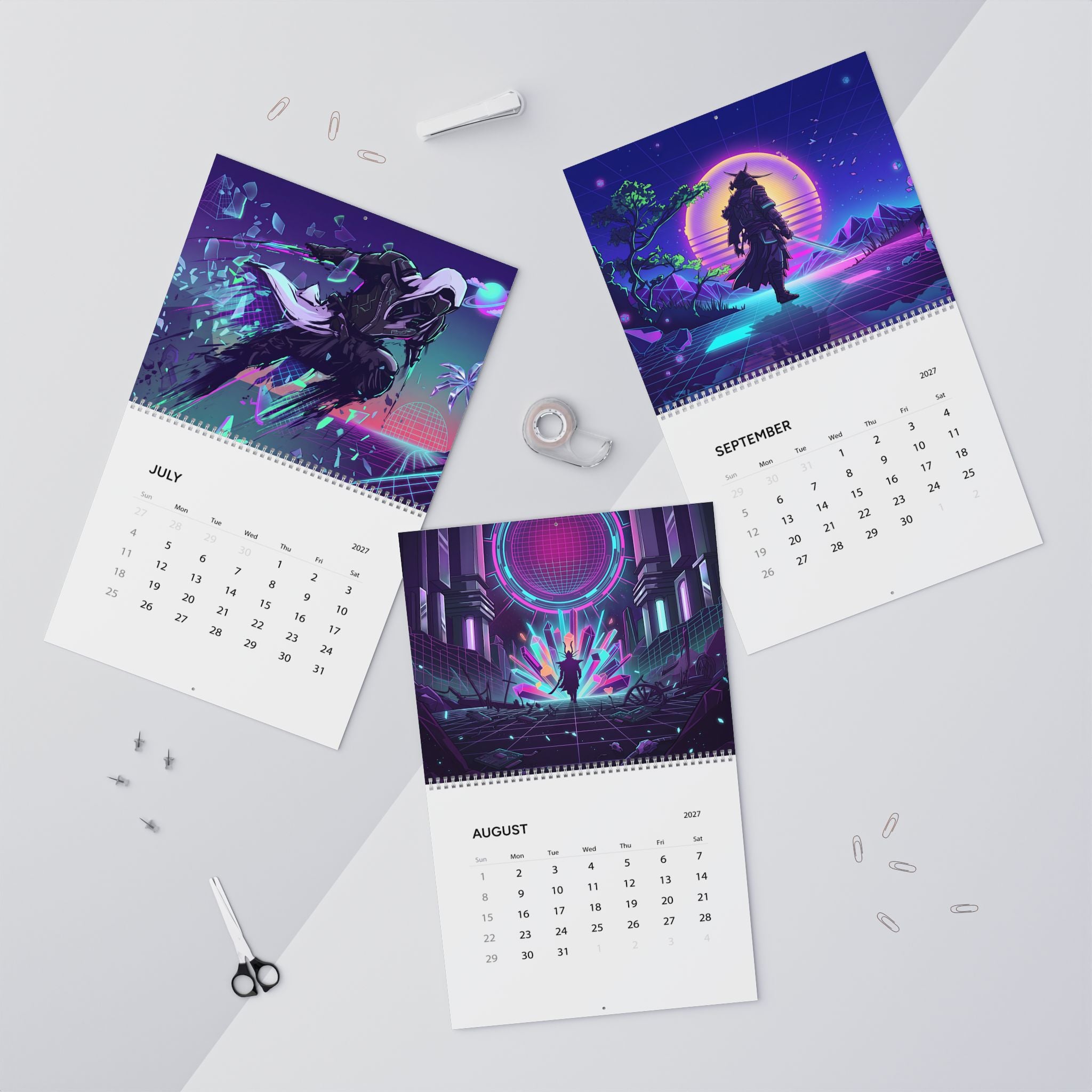 2027 Vaporwave Fantasy Art Calendar – Retro Futuristic Dreamscape Artwork Collection
