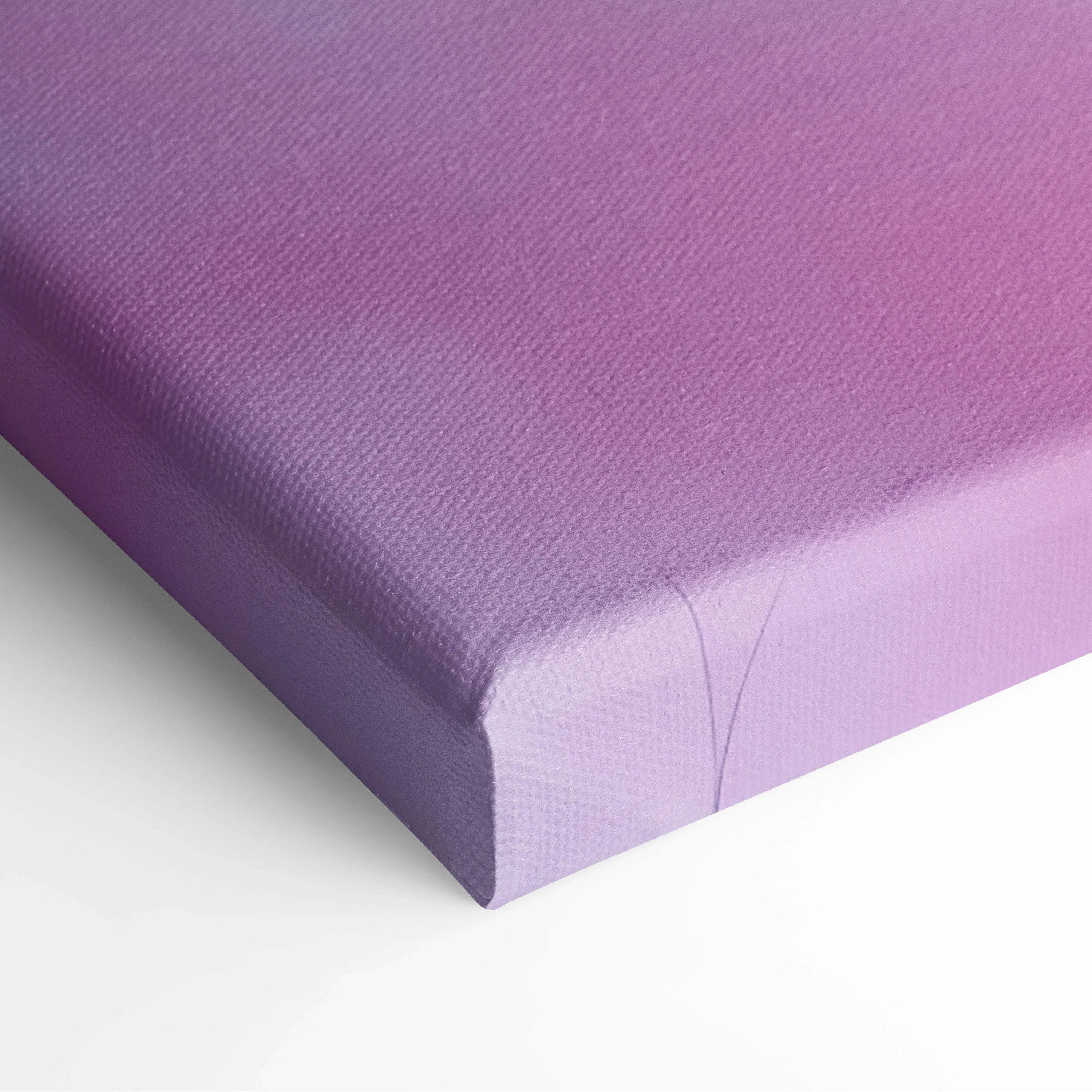 Purple gradient textured canvas print of dreamy pastel cottage above cloud sea