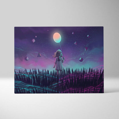Vaporwave Neon Cosmos Canvas - Vaporwave Canvas Neon Pink Teal Living Room Retro Futurism Dreamy Mood Wall Art Canvas
