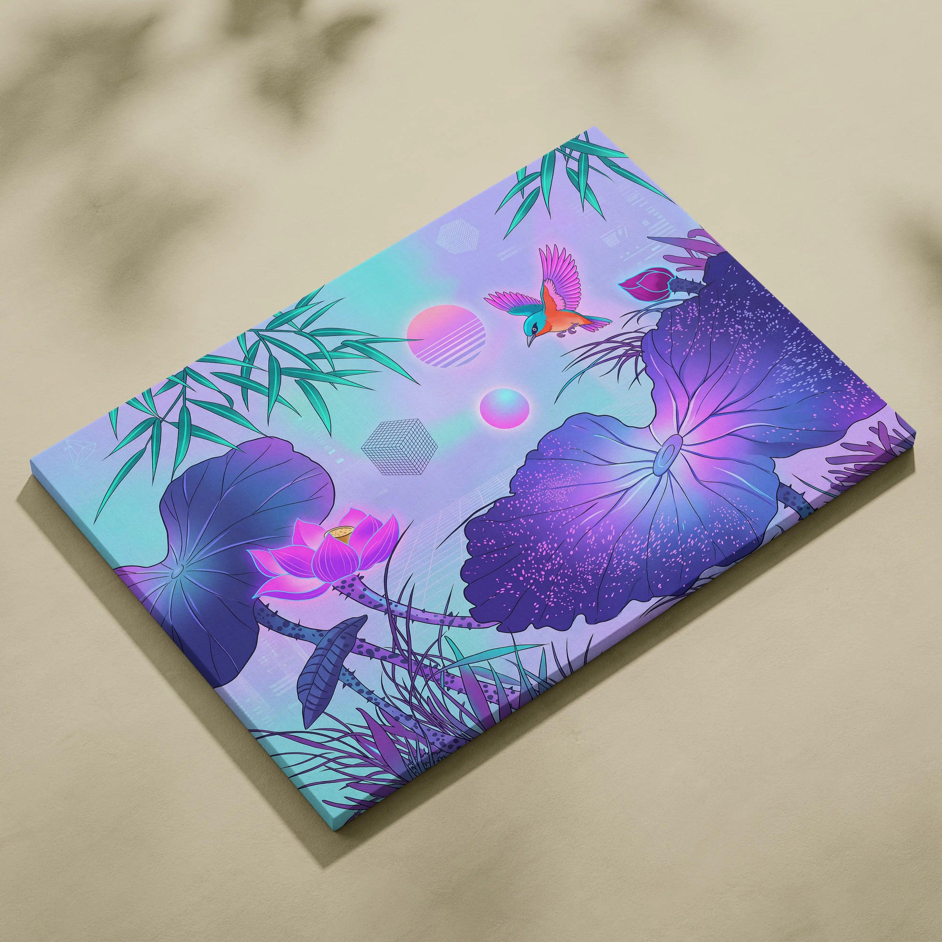 Vaporwave Japan Sunset Canvas - Japan Vaporwave Art Pastel Neon Living Room Retro Futurism Mood Dreamy Neon Decor Modern