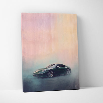 Porsche 911 Inspired Car Wall Art, Modern Automotive Canvas Painting