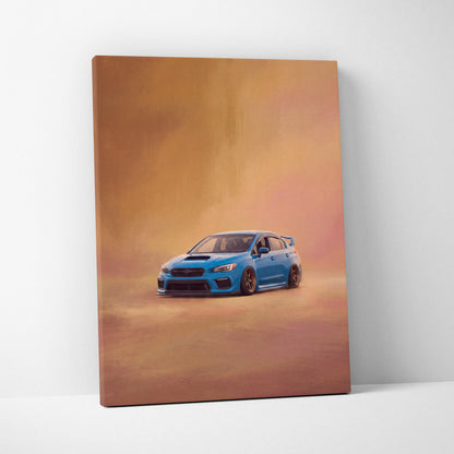 Subaru WRX STI Inspired Canvas Art, Drift Car Wall Painting for Garage Decor