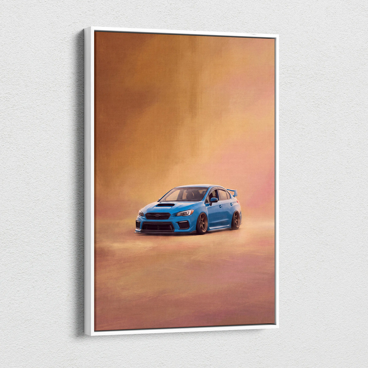 Subaru WRX STI Inspired Canvas Art, Drift Car Wall Painting for Garage Decor