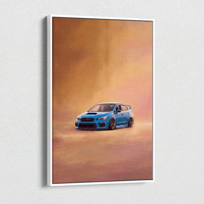 Subaru WRX STI Inspired Canvas Art, Drift Car Wall Painting for Garage Decor