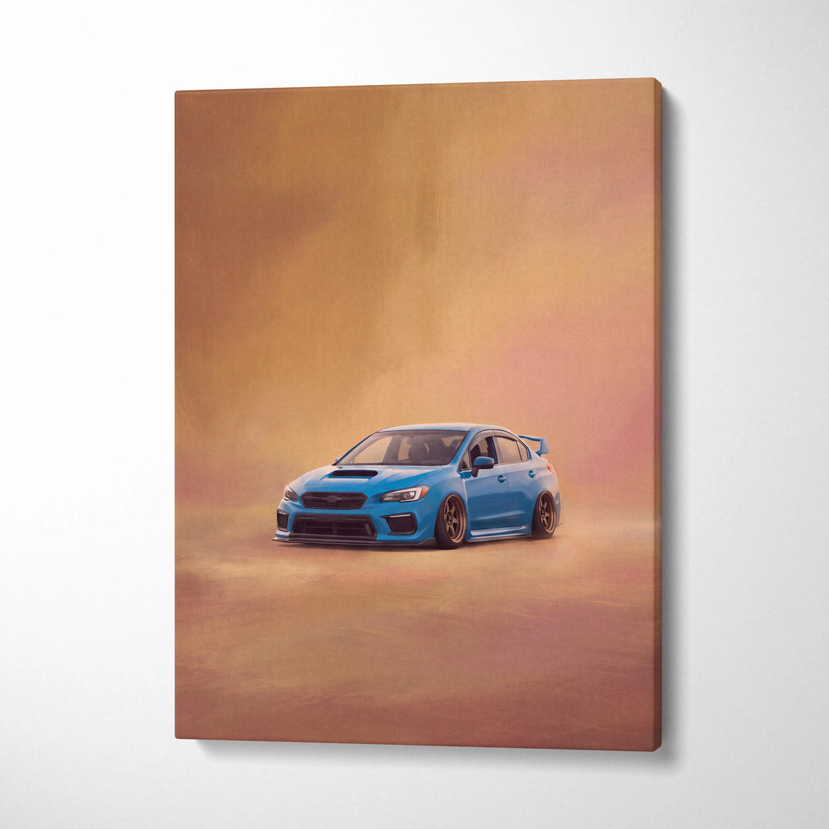 Subaru WRX STI Inspired Canvas Art, Drift Car Wall Painting for Garage Decor