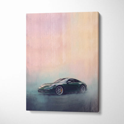 Porsche 911 Inspired Car Wall Art, Modern Automotive Canvas Painting