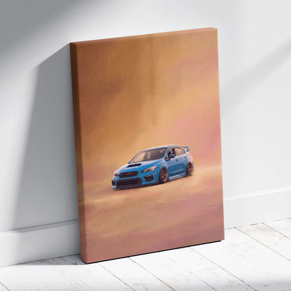 Subaru WRX STI Inspired Canvas Art, Drift Car Wall Painting for Garage Decor