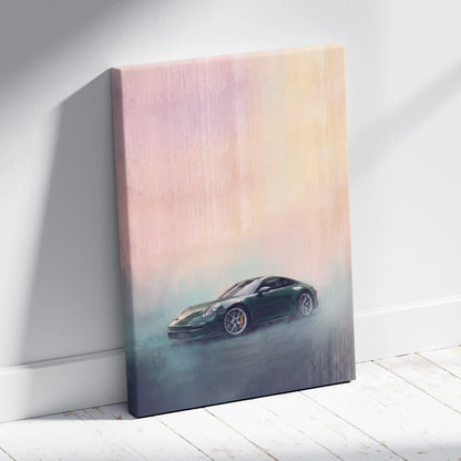 Porsche 911 Inspired Car Wall Art, Modern Automotive Canvas Painting