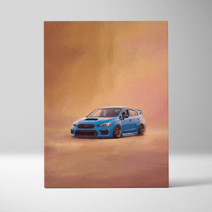 Subaru WRX STI Inspired Canvas Art, Drift Car Wall Painting for Garage Decor