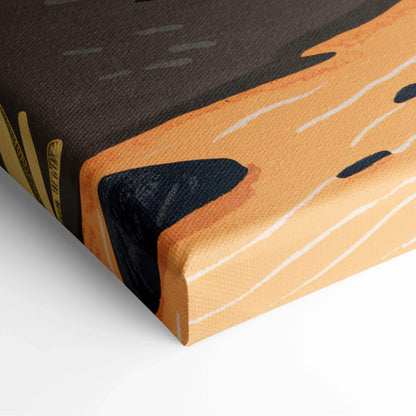 Orange black textured abstract Tranquil Volcano canvas wall art