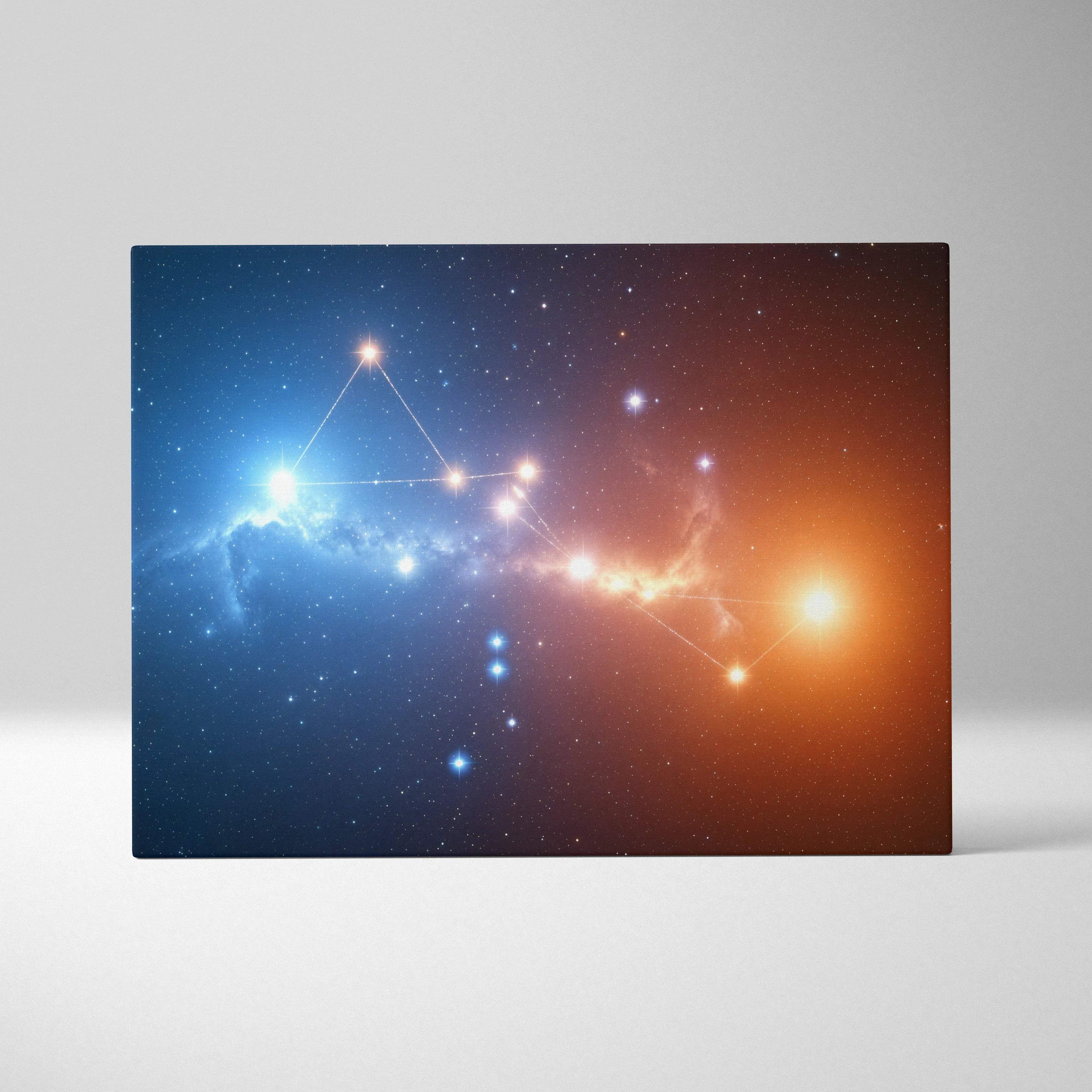 Visionary Constellation canvas wall art with blue orange nebula glow
