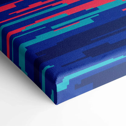 Retro neon dolphin jump over sunset ocean pixel art canvas with geometric stripes