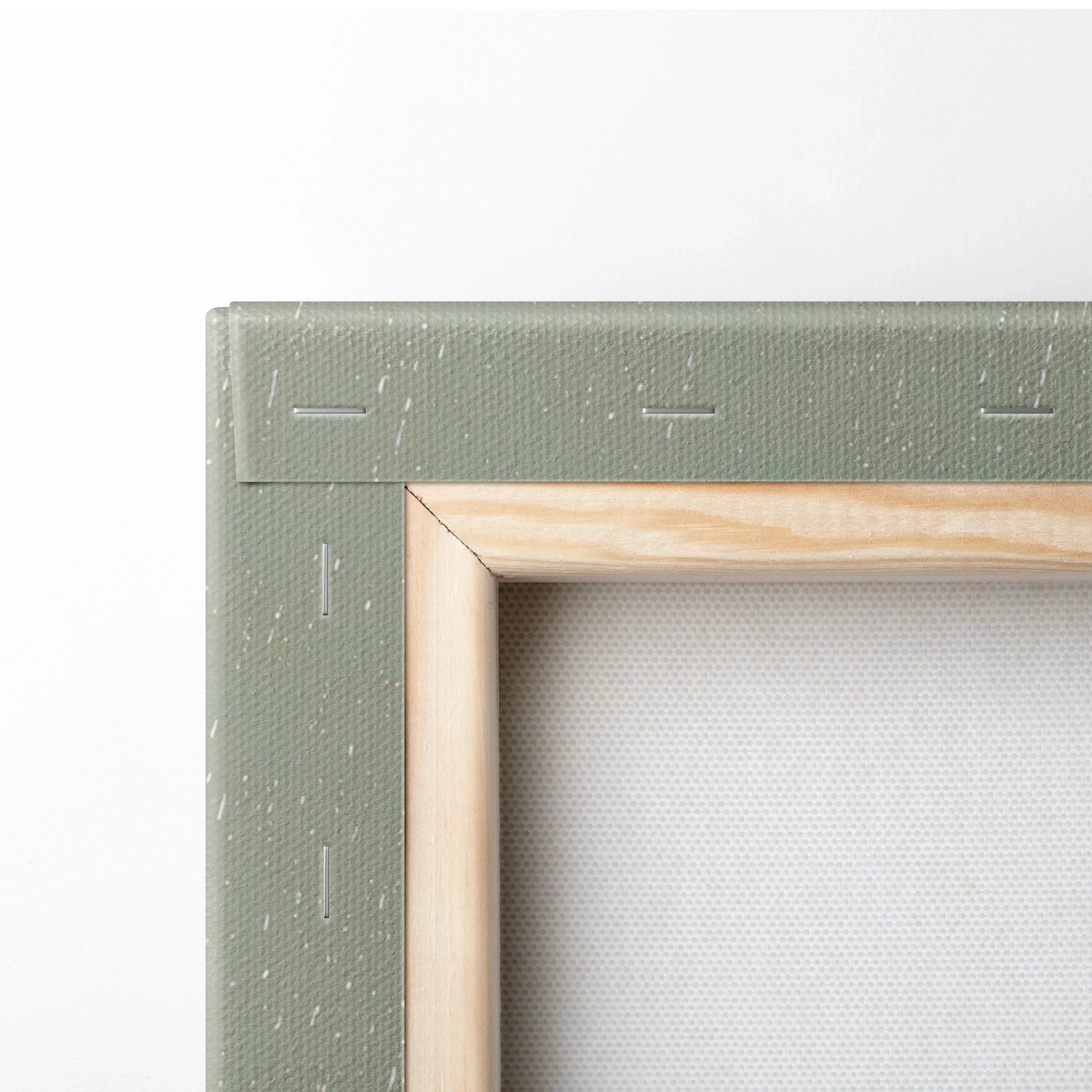 Sage green canvas frame with light wood border for Whimsical Halloween Ghosts art