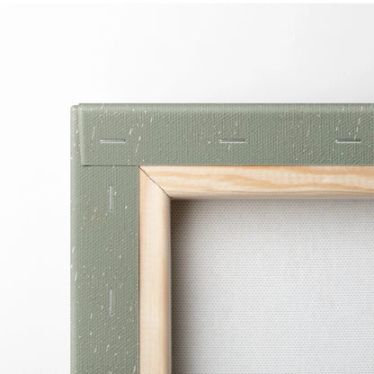 Sage green canvas frame with light wood border for Whimsical Halloween Ghosts art