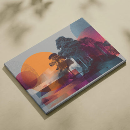 Abstract silhouette dissolving into forest geometry canvas wall art