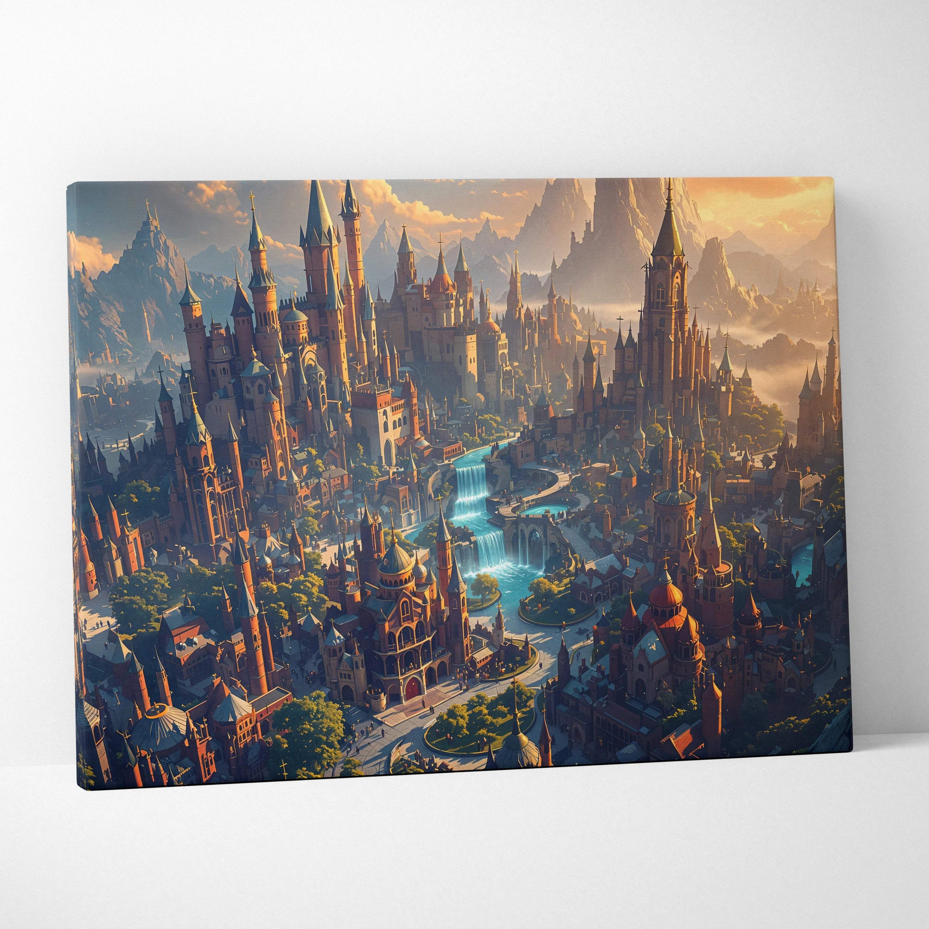 Fantasy Cityscape Radiant Spired Kingdom canvas wall art