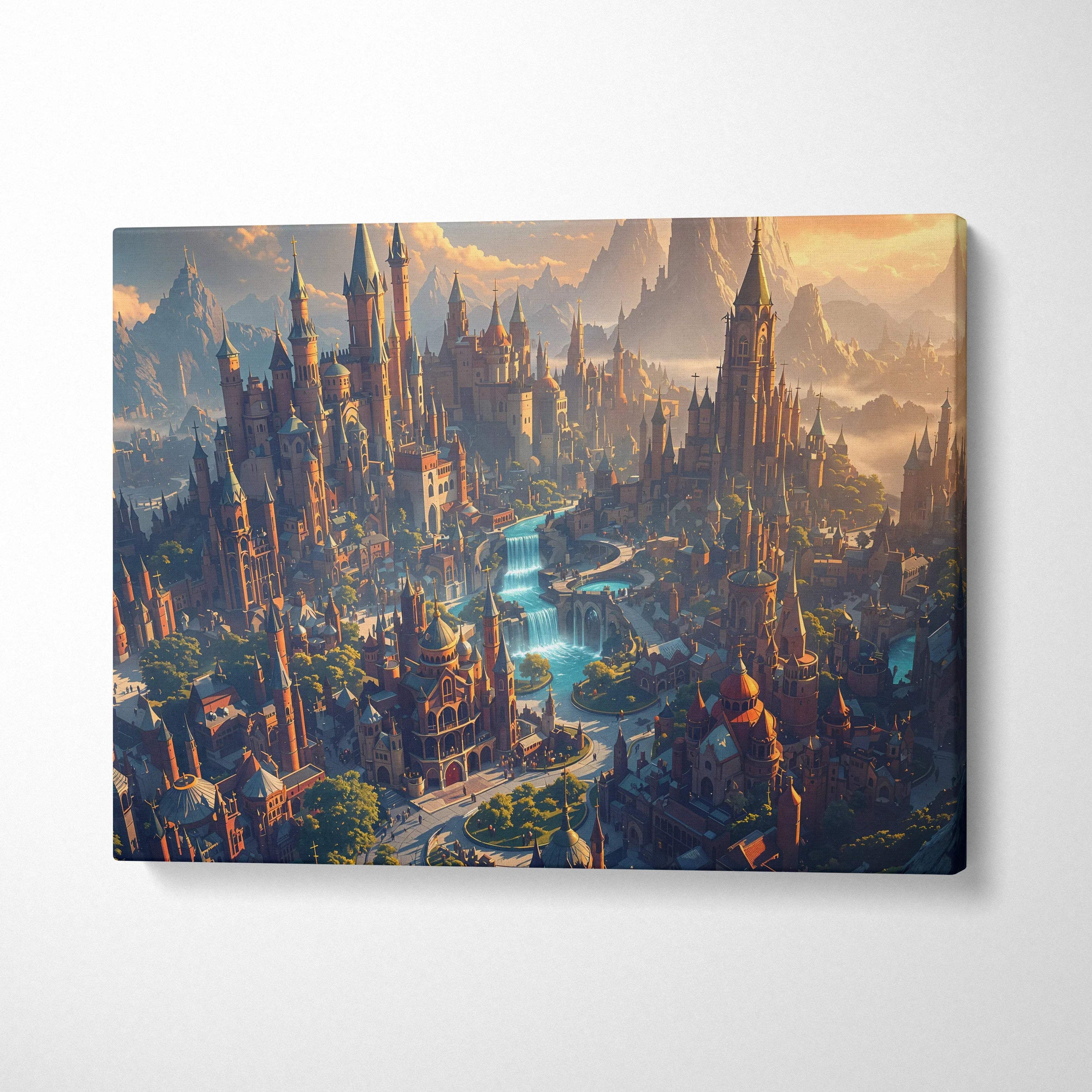 Fantasy Cityscape Radiant Spired Kingdom canvas wall art print