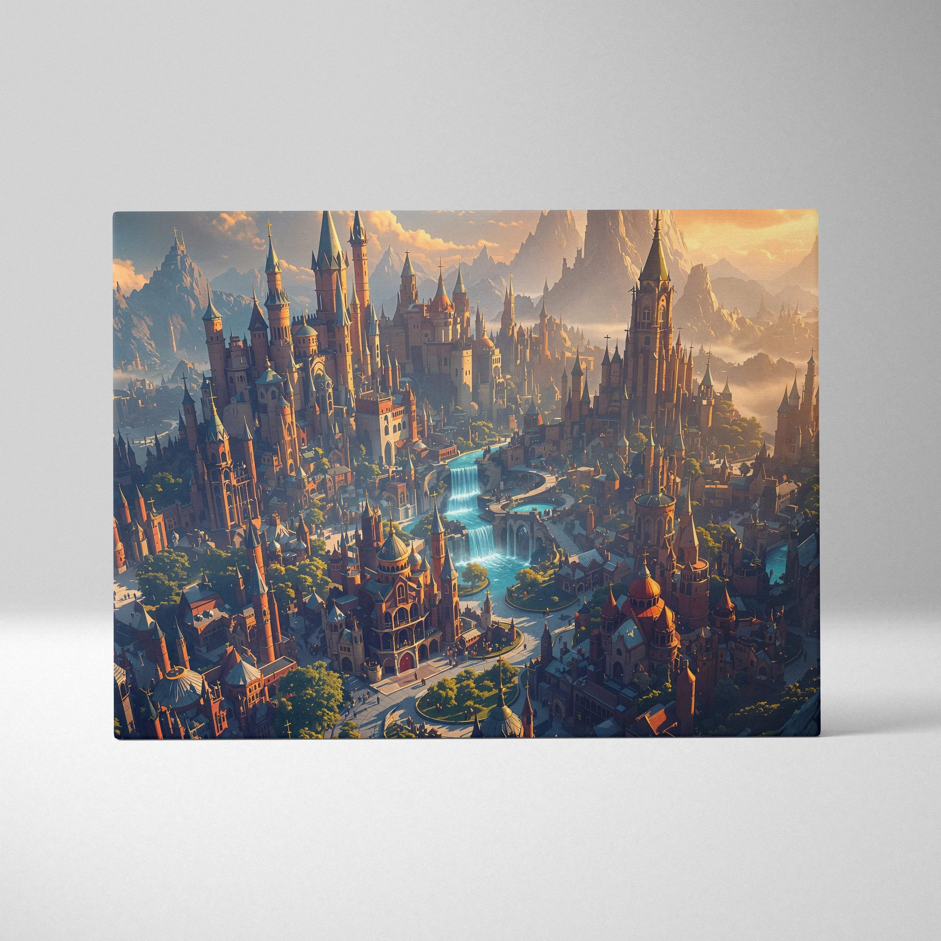 Fantasy Cityscape Radiant Spired Kingdom canvas wall art print