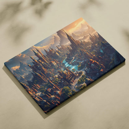 Fantasy Cityscape Radiant Spired Kingdom canvas wall art print