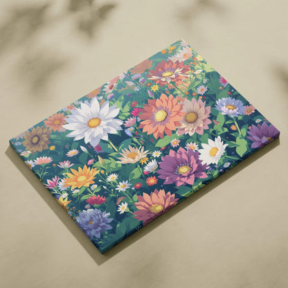 Pastel floral tapestry dreamscape canvas wall art with layered blossoms