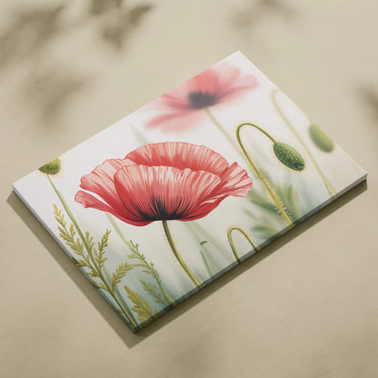 Vibrant red poppy bloom canvas wall art for modern home decor