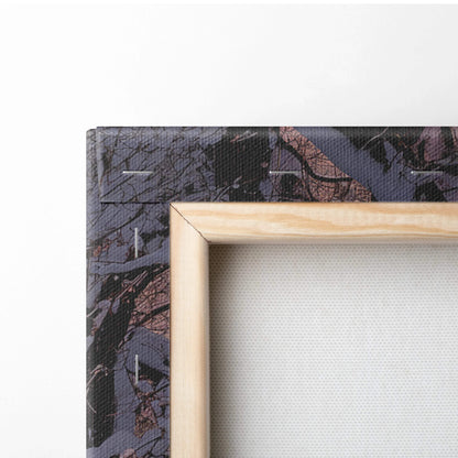 Light wood frame with snowy park dusk camouflage canvas art