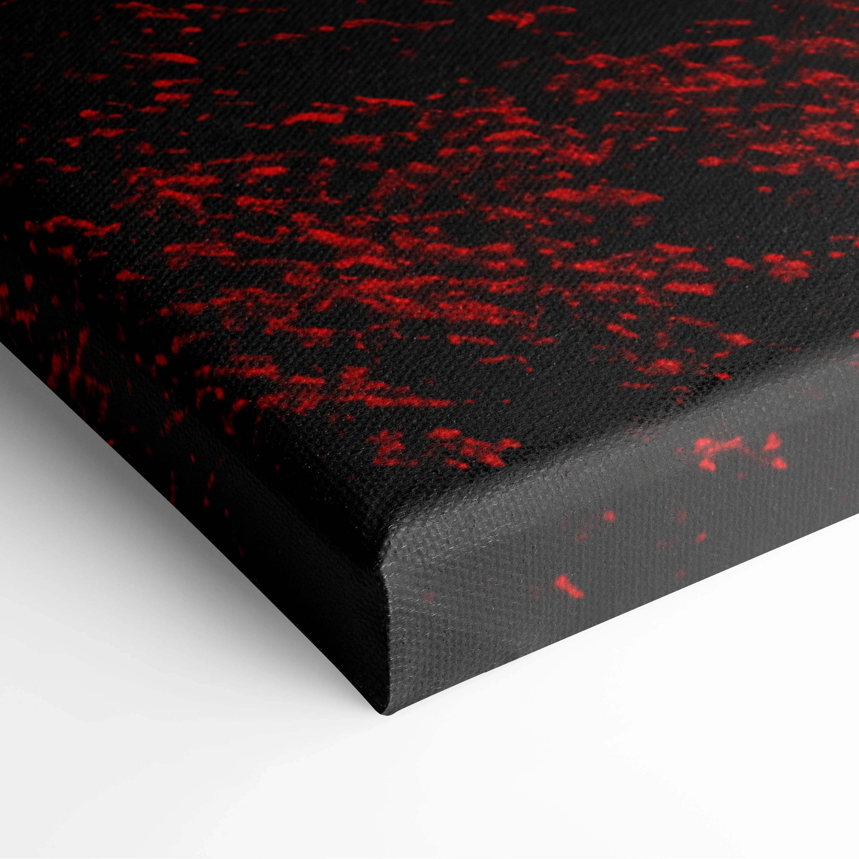 Black canvas print with blood red moon over shadowed forest splatters