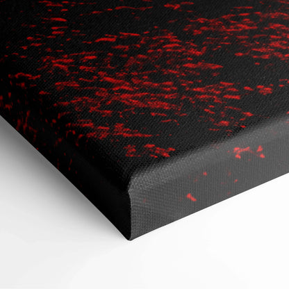 Black canvas print with blood red moon over shadowed forest splatters