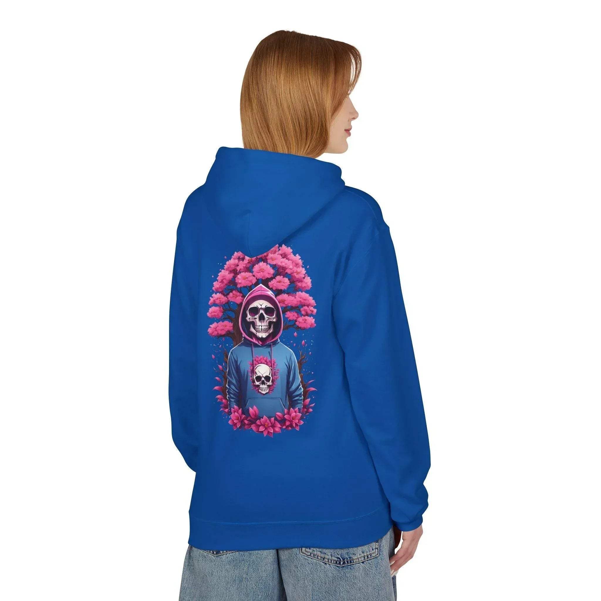 Cozy Chic Skull & Pink Floral Fleece Hoodie