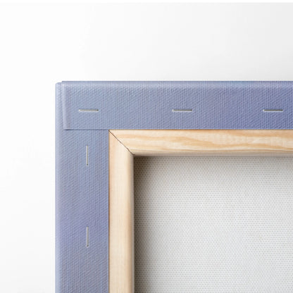 Light blue textured canvas frame with natural wood border featuring ferrari 296 gt3 evo inspired car wall art