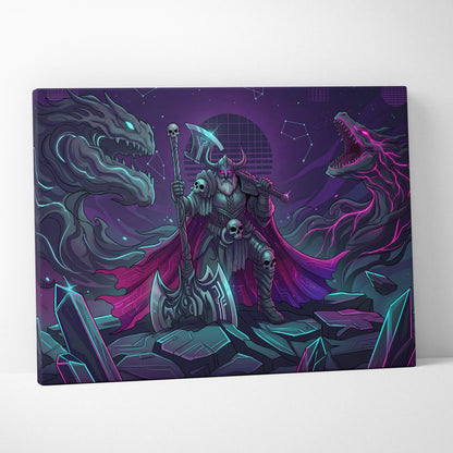 Vaporwave Neon Fantasy Canvas - Vaporwave Fantasy Canvas Neon Teal Living Room Cyberpunk Dreamy Mood Wall Art Canvas