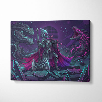 Vaporwave Neon Fantasy Canvas - Vaporwave Fantasy Canvas Neon Teal Living Room Cyberpunk Dreamy Mood Wall Art Canvas