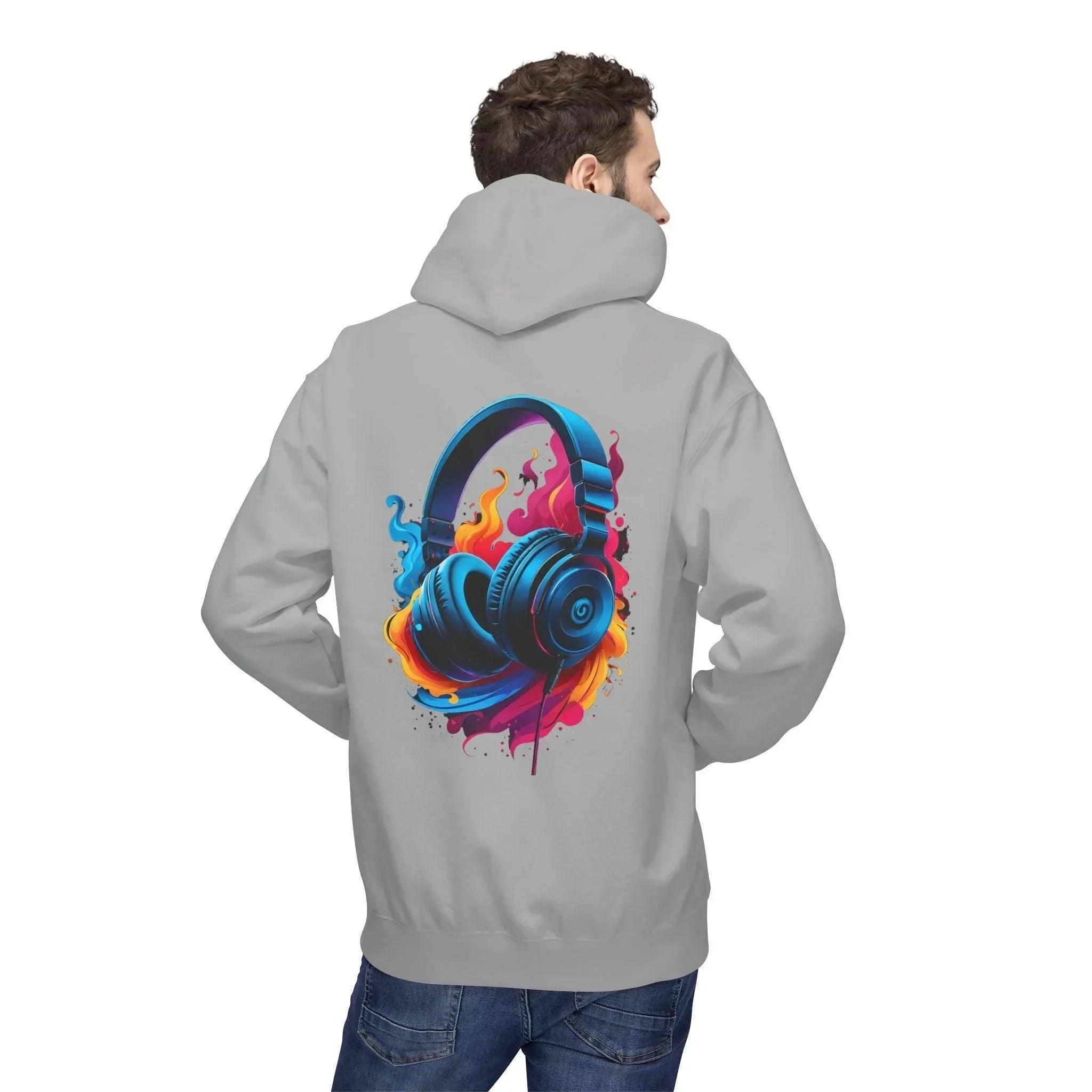 Artistic Vibes Fleece Hoodie with Headphone Design - Ultimate Comfort & Style