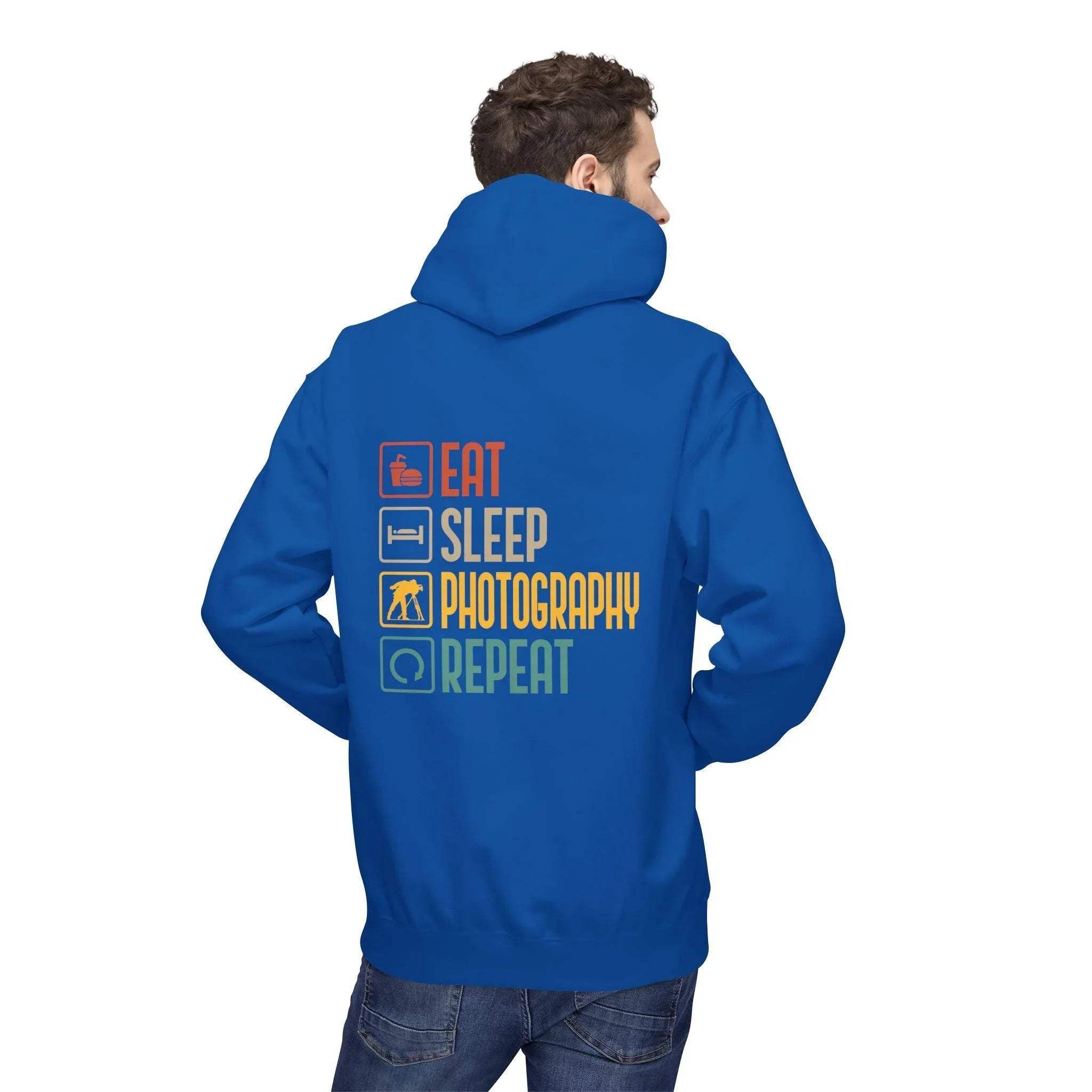 Cozy Photography Lover's Fleece Hoodie: "Eat, Sleep, Capture, Repeat"