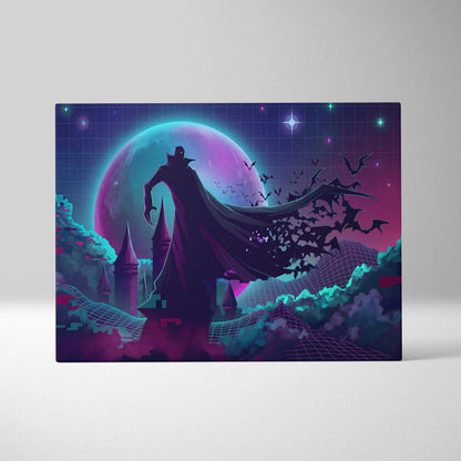 Vaporwave Neon Fantasy Canvas - Vaporwave Neon Cyan Living Room Futurism Moody Atmosphere Vaporwave Nostalgia Canvas
