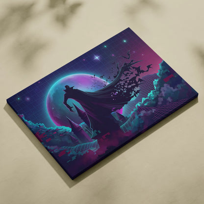 Vaporwave Neon Fantasy Canvas - Vaporwave Neon Cyan Living Room Futurism Moody Atmosphere Vaporwave Nostalgia Canvas