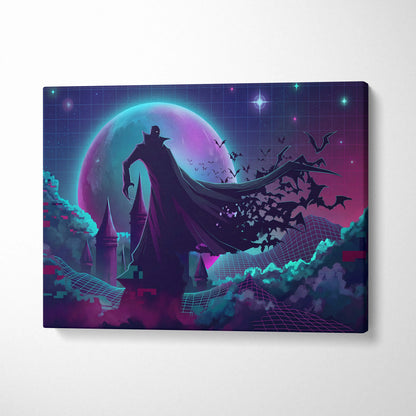 Vaporwave Neon Fantasy Canvas - Vaporwave Neon Cyan Living Room Futurism Moody Atmosphere Vaporwave Nostalgia Canvas