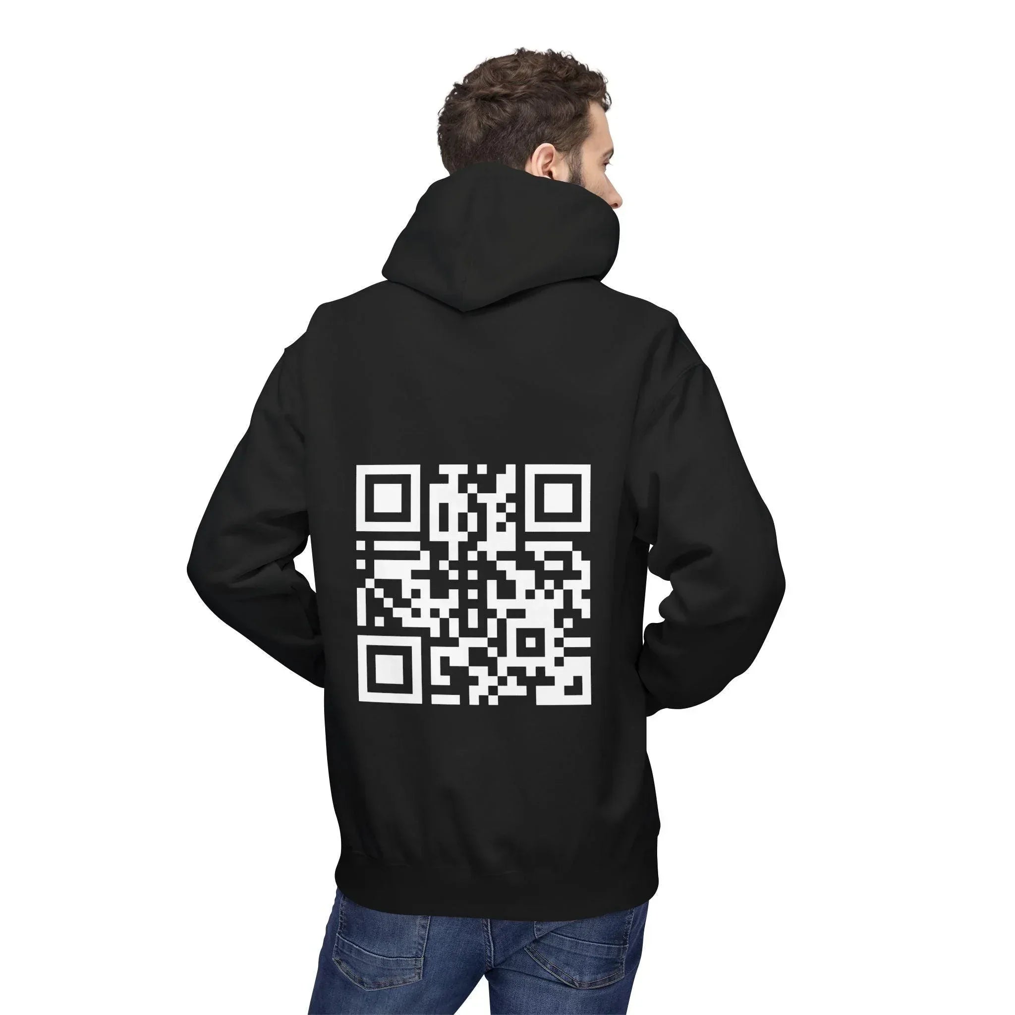 Rickroll QR Code Fleece Hoodie - Fun & Cozy Surprise Apparel