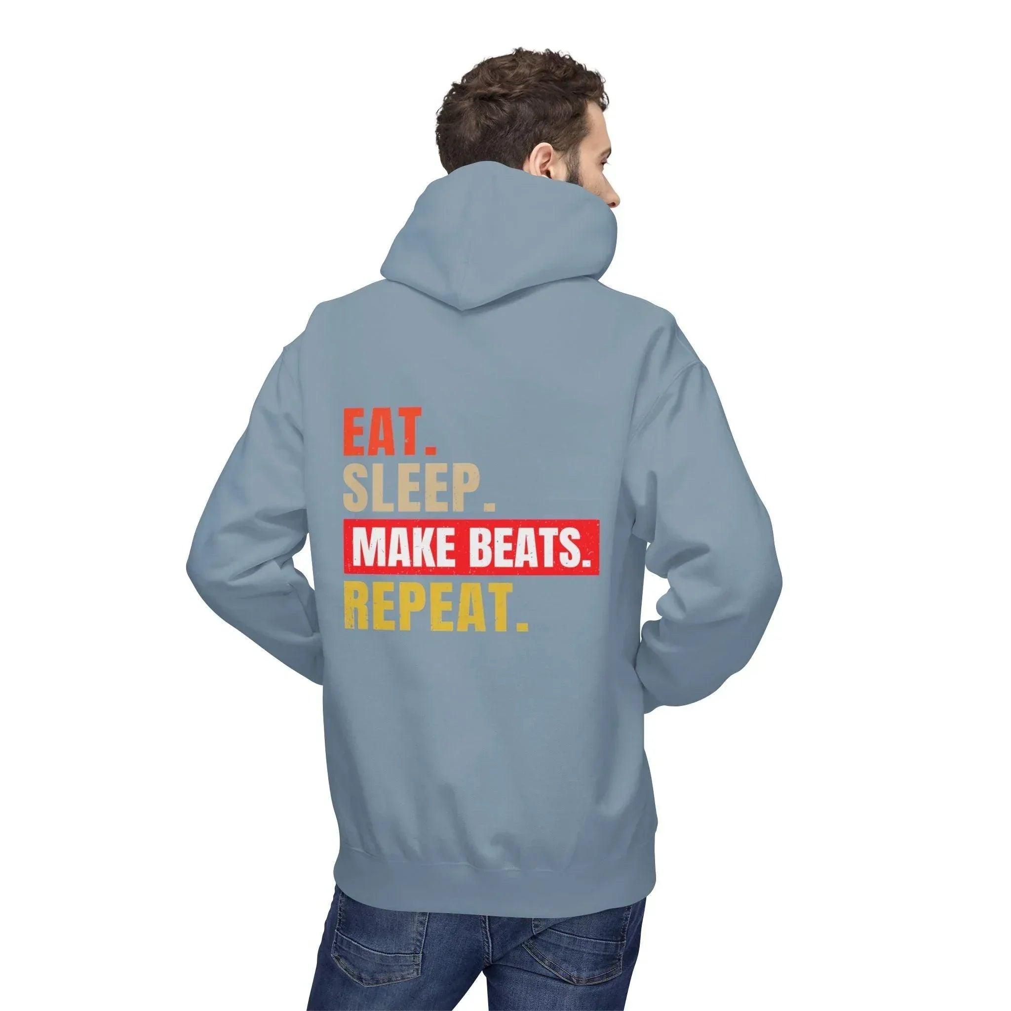 Cozy Music Producer Hoodie: 'Eat. Sleep. Make Beats. Repeat' Fleece Design