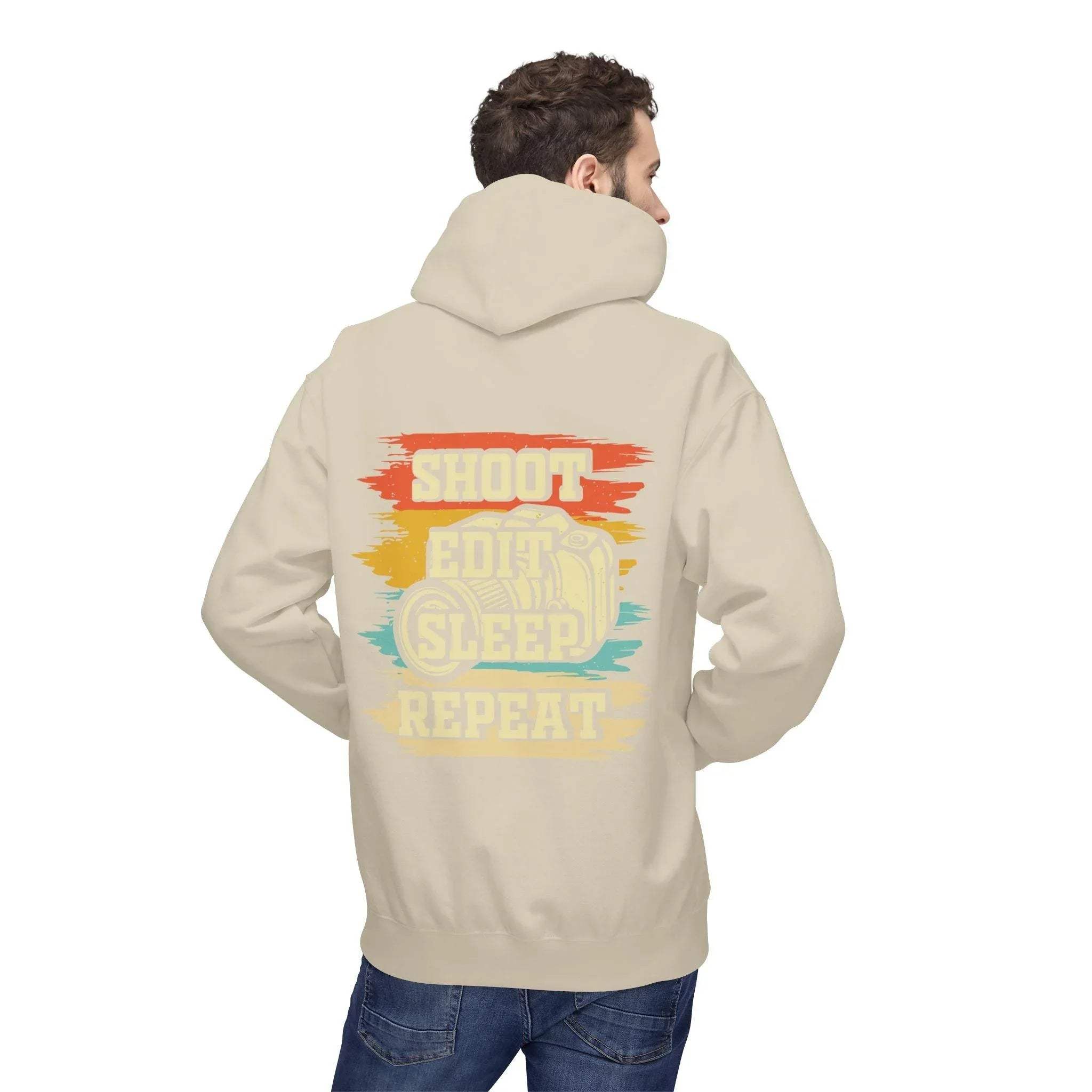 Creative Comfort: "Shoot, Edit, Sleep, Repeat" Fleece Hoodie for Trendsetters