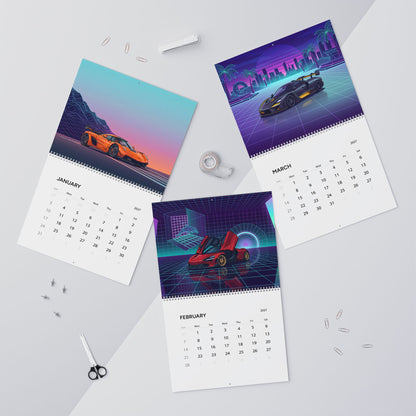 2027 Supercar Vaporwave Wall Calendar – Exotic Performance Cars & Retro Neon Artwork Collection
