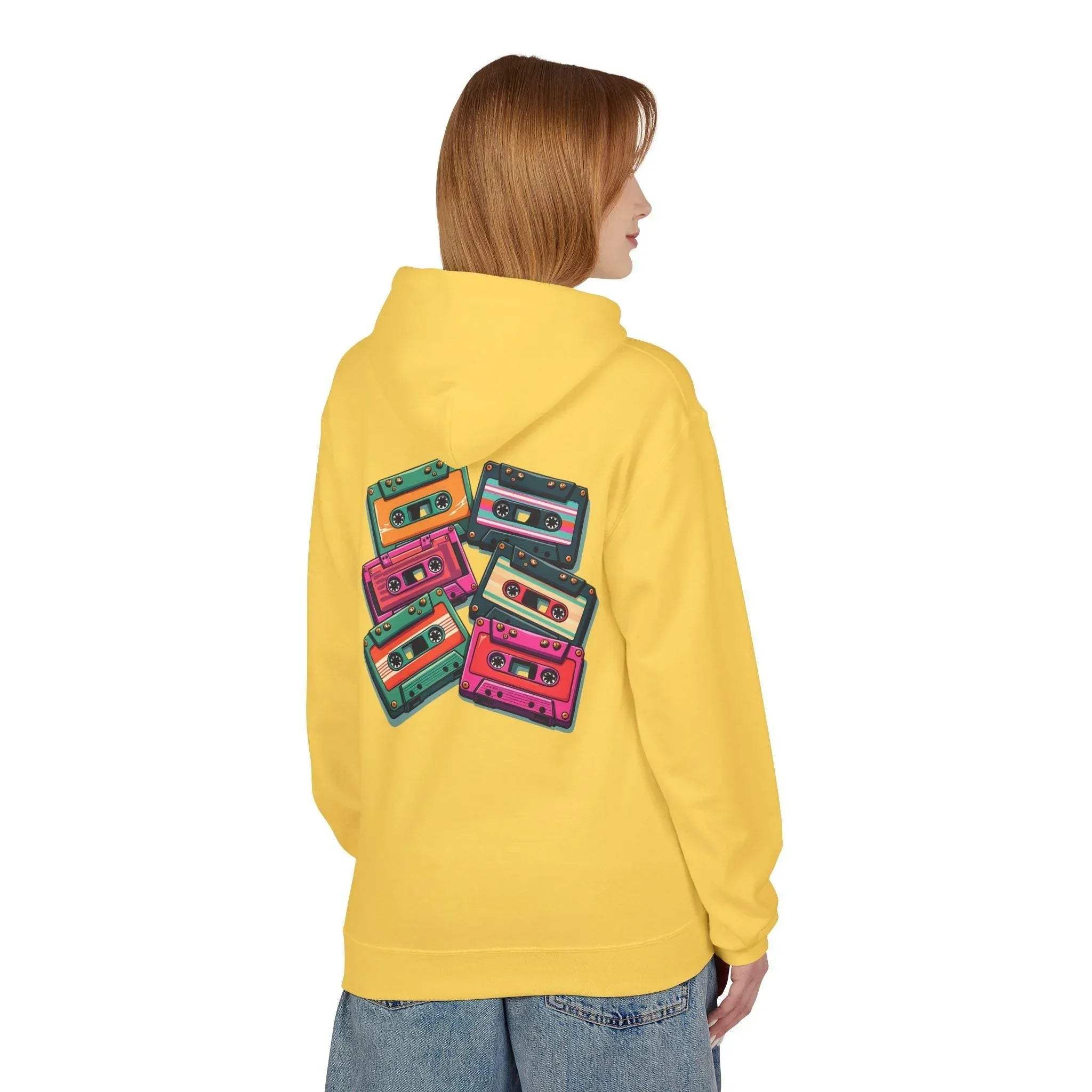 Nostalgic Cassette Tapes Cozy Fleece Hoodie for Ultimate Comfort