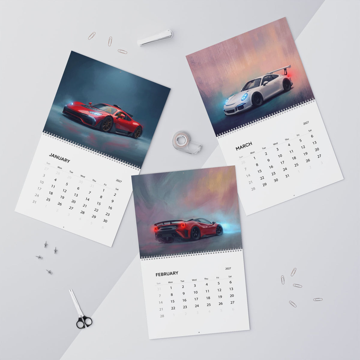 2027 Super Cars Artwork Calendar | Exotic Sports Car Wall Calendar