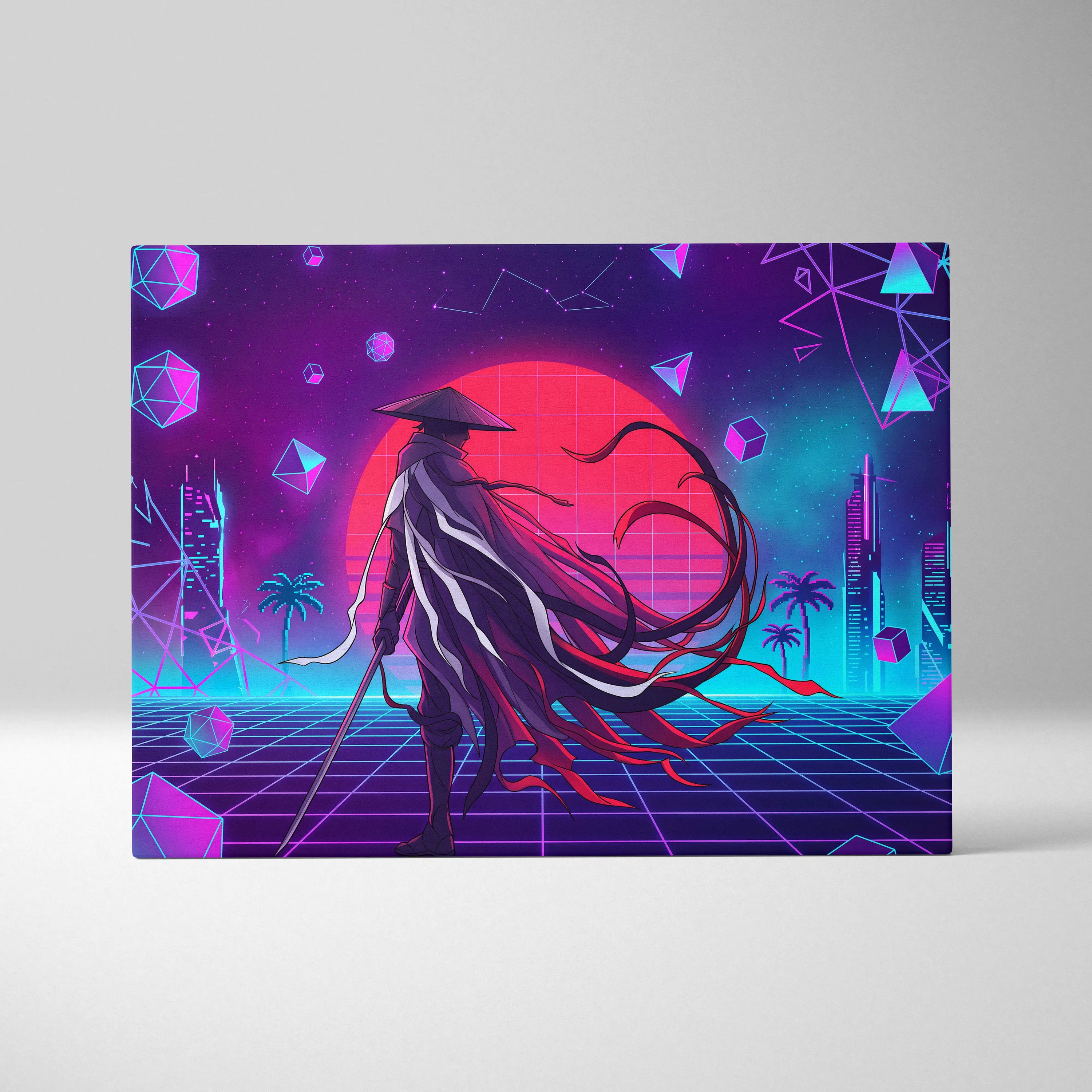 Vaporwave Neon Dream Canvas - Vaporwave Neon Pink Purple Living Room Retro Dreamy Mood Retro Wall Art Canvas